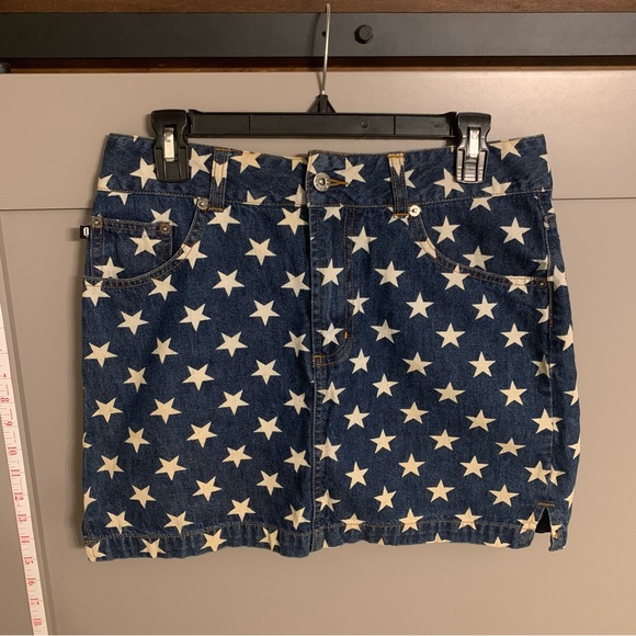 Quizz Dresses & Skirts - Quizz Y2K 90’s Vintage Denim Star Pattern Americana Skirt Size 7/8